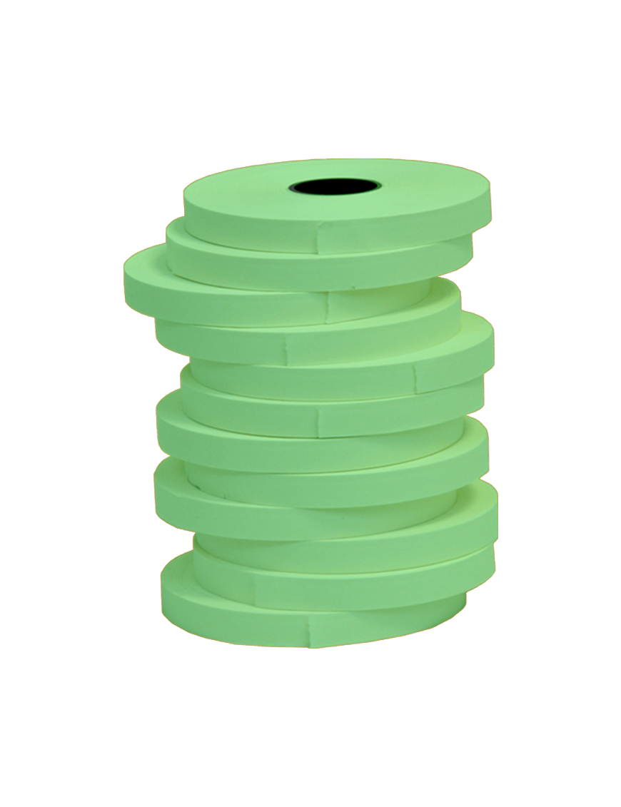 Nastri marcatura fibertag segna nomi per marcatura dei capi in lavanderia, resistenti ai lavaggi. 12 Rotoli, 12mm, colore Verde.